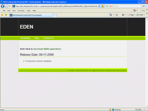 Screenshot of Eden Home Page